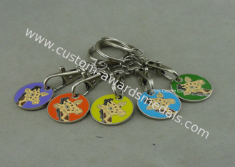 Soft Enamel Personalized Promotional Keyrings Shopping Car Token For Supper Market