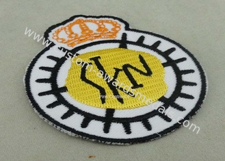 Customized Embroidered Badge For Business Promotion , Black Merrow Eedge