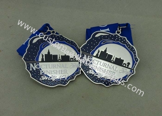 Customized Silver Hard Enamel Medal With Zinc Alloy , Die Struck Medal For Running Sport