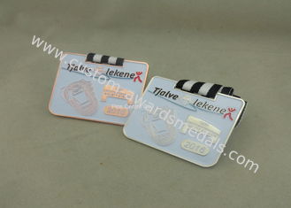 Customized Marathon Sporting Ribbon Medals , Zinc Alloy Die Casting Award Medals