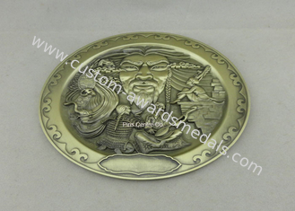 Souvenir Customised Badges , Antique Brass Die Casting 3D Metal Clothes Badges And Patches