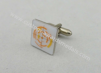 Brass Stamped With Soft Enamel Cufflink , Gold Nickel Plating For School