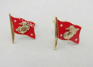 Copper Stamped Soft Enamel Flag Cufflink , 1 Pair Mini 3D Cloisonné Aluminum