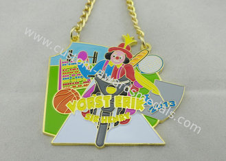 3.5mm Color Clown Logo Personalized Carnival Medal For Kids With Gold Chain