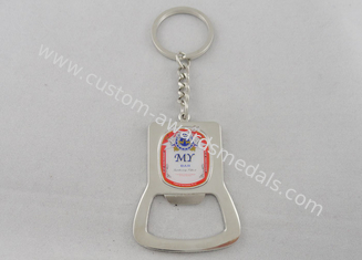 Zinc Alloy Promotional Keychain With Bottle Opener, Offset Printing Sticker