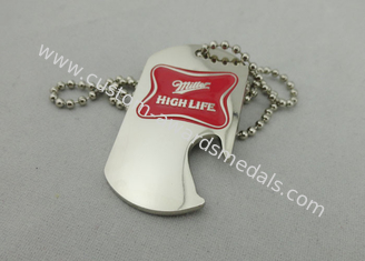 50mm Soft Enamel Personalised Dog Tags For Pets With Bottle Opener , Nickel Plating