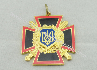 Zinc Alloy Cross Sward Enamel Medal , Imitation Hard Enamel , Gold Plating