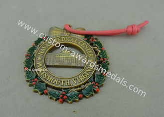 Customized Zinc Alloy Ribbon Medals , 3D Die Casting Antique Brass Medals