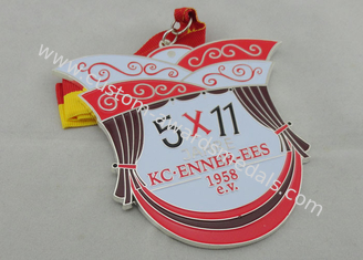 Two Color Printing Ribbon Medals Die Casting , Nickel Plating