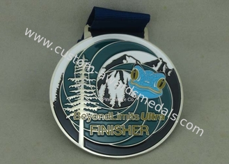 Customized Big Round Antique Enamel Medals , Brass Die Struck Running Sports Medal