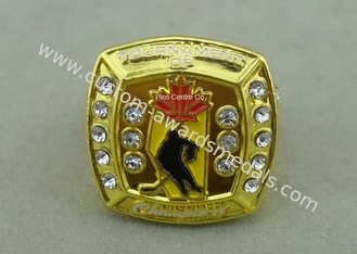 Customized Metal Souvenir Ring Badge With Rhinestone By Die Casting