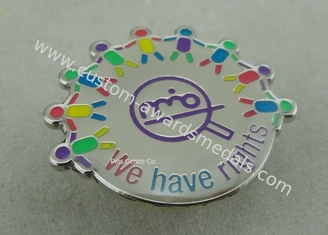 Die Struck Iron Epoxy Award Soft Enamel Pin , Silver Club Badges With 3D Logo