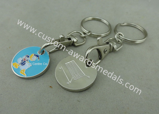 Promotional 2D Shopping Cart Coin Keychain , Iron Stamped Custom Metal Tokens