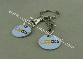 Die Stamped Trolley Token Keyring With Soft Enamel Shopping Coin