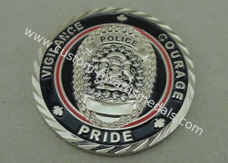 3D Rope Edge Antique Metal Coin Hard Enamel Silver Policeman Coin Souvenir Challenge Die Casting Coin