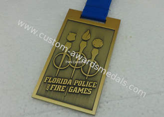 Customized Gold 3D Marathon Medals , Die Casting Sport Medals , Ribbon Enamel Medals With Zinc Alloy