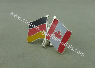 Epoxy Award Soft Enamel Pin , Silver Club Flag Die Stamped Iron Pins