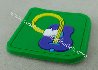 Soft PVC Awards 2D PVC Coaster Fridge Magnet , Green Plastic 3D Keychain