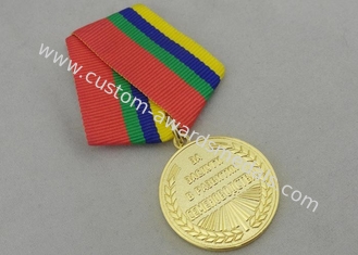 Gold Custom Awards Medals / Reward Medal With Zinc Alloy 3D Design And Ribbon Matched