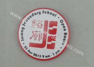 School Bottom Souvenir Badges With Iron Tin Printing And Brooch Pin For Holiday