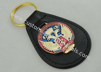 Transparent Soft Enamel Personalized Leather Keychains For Russia Military Police