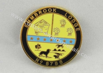 Zinc Alloy Lodge Imitation Hard Enamel Pin / Lapel Pin Badges With Gold Plating