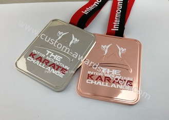 Zinc Alloy Karate Sub Ribbon Medals With Soft Enamel , Die Casting Sport Medals