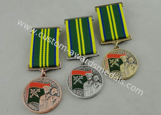 Zinc Alloy 3D Custom Medal Awards , Antique Gold Plating And Special Ribbon