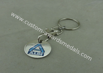 Promotional Trolley Coin Keychain , Die Struck Customized Enamel Token