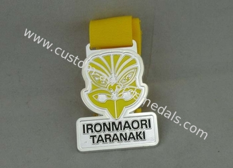 Iron man running Ribbon Medals Die Casting With Soft Enamel And Printing Ribbon