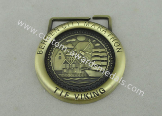 Marathon Die Cast Medals By Zinc Alloy , Antique Gold Plating 3D