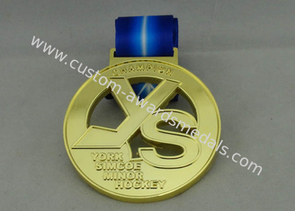 Hockey Die Cast Medals With Blue Ribbon For Sport Meeting / Festival