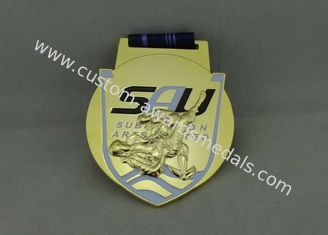 Marathon Ribbon Medals Die Casting With Soft Enamel , 3D Gold Plating