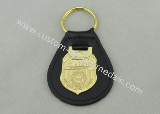 3D NCIS Personalized Leather Key Chain With Gold Plating Emblem