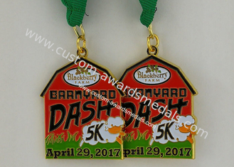 Personalized Metal Enamel Medallions , Running Awards Ribbon Medals For Kids