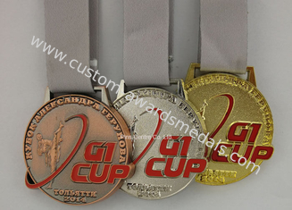 Custom Event Die Cast Medals , Antique Gymnastics Ribbon Medals