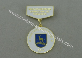 Die Stamped Brass Custom Awards Medals With Synthetic Enamel / Gold Plating