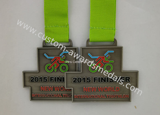 Custom Triathlon Die Casting US Army Medals , Soft Enamel Medal Lanyards