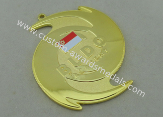 3D Die Cast Medals For Budo Academy / Zinc Alloy With Gold Plating