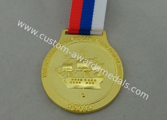 3D Zinc Alloy Material Russia Die Cast Medals Gold Plating 45 mm
