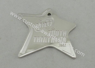 Youth Triathlon Die Cast Medals With Zinc Alloy And Silver Plating