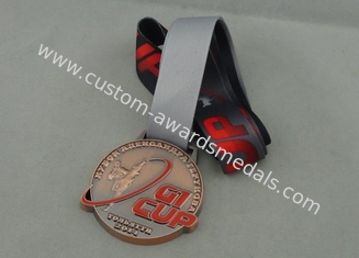 Karate Ribbon Medals , Zinc Alloy Die Casting With Enamel And Antique Copper Plating