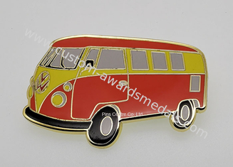 School Bus Brass Die Stamped 1/2&quot; Hard Enamel Pin