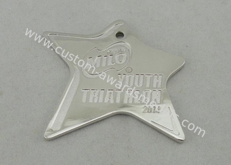 Youth Triathlon Die Cast Medals With Zinc Alloy , Silver Plating for running medal