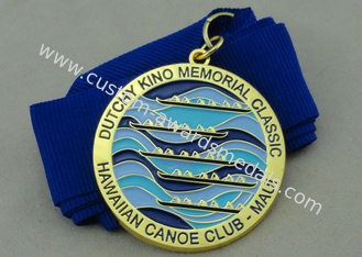 Hawaiian Canoe Club Ribbon 3d Medal by Zinc Alloy Die Casting With Gold Plating