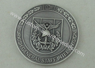 Zinc Alloy Personalized Coins For Turkish General Staff Intel Division With Antique Silver Plating