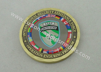 2.0 Inch ISAF NATO OTAN Personalized Coins By Die Casting And Gold Plating