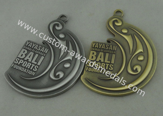 Double sides 3D Bali Sports Die Cast Medals , Antique Brass And Antique Silver Plating