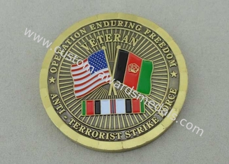 Anti-Terrorist Strike Force Personalized Coin, Soft Enamel, Antique Brass, Copper Stamped