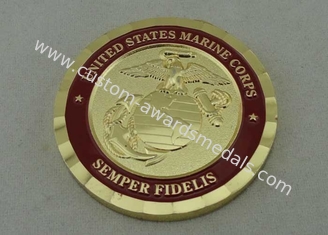 USA Marine Corps Personalized Coins, 2.0 Inch Soft Enamel And Brass For SEMPER FIDELIS